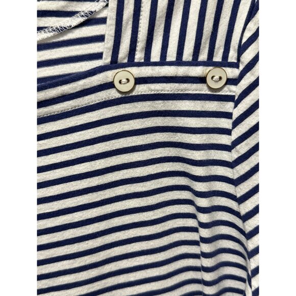 Talbots Plus Womens Nautical Striped Top Blue/White Button Detail Cotton X - Picture 2 of 7